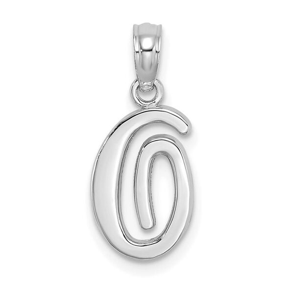 10K White Gold Polished O Script Initial Charm - Picture 1 of 9